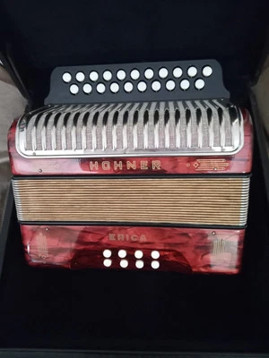 Hohner Diatonic Button Accordion Erica 1600/2 Two-Row GC Red made in Germany - Image 1 of 4