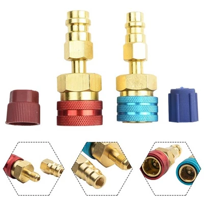 High Quality Quick Coupler Adapter Connector 4pcs R134a Auto AC Accessories - Image 1 of 4