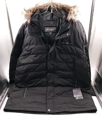 Eddie Bauer Men's Boundary Pass Goose Down Hooded Parka, Size 2XL Black (#K2-F4) - Image 1 of 4