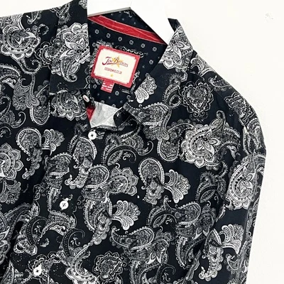 Joe Browns рубашка мужская 2XL XXL длинным рукавом черный серый пейсли Smart повседневный - Изображение 1 из 4