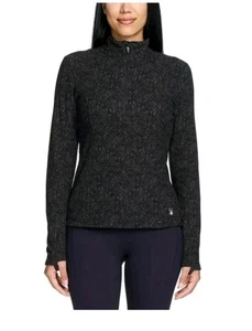 Spyder Active Pullover Jacket Women’s Small Black Fleece 1/4 Zip Long Sleeve NWT - Picture 1 of 6