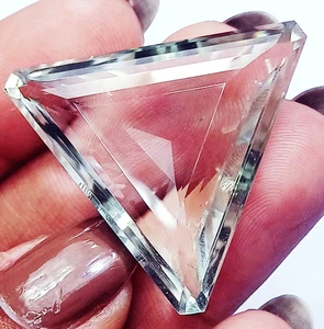 48.90 Ct Trillion Shape Natural Light Green Amethyst Loose Gemstone Certified - Picture 1 of 6