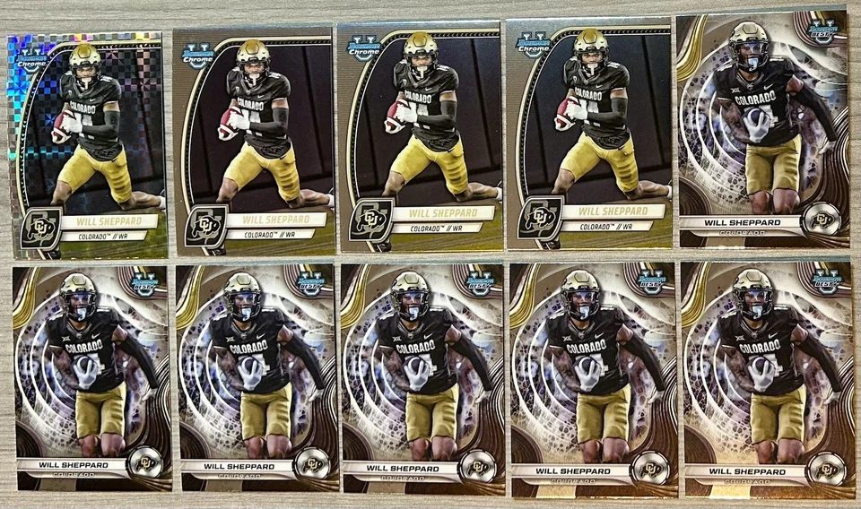 (10) Bowman Chrome U Will Sheppard Rookie Lot Including X-Fractor RC - Image 1 of 1