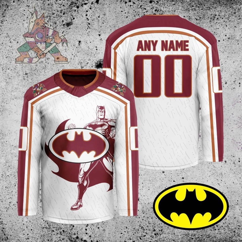 Personalized Arizona Coyotes X Batman Hockey Shirt Men's Fan Gear Christmas Gift - Image 1 of 4