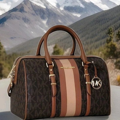 🌞MICHAEL KORS BEDFORD TRAVEL BROWN LUGGAGE LOGO MEDIUM DUFFLE SATCHEL BAG🌺NWT! - Image 1 of 4