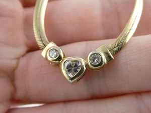 Collar de corazón de cristal de plata esterlina dorada SU 925 8,4 g 16 pulgadas 8,4 g - Imagen 1 de 22