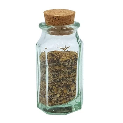 Green Glass Spice Bottle, Faceted - Image 1 of 4