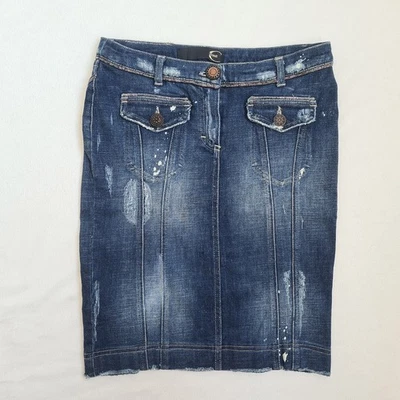 Just Cavalli Mujer Denim Falda Talla 40 W28 Lápiz Midi Azul Envejecido - Imagen 1 de 4