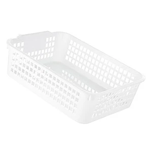 L Desktop Storage Basket Space Saving Handle Rectangular Stackable Hollow S SG - Picture 1 of 12