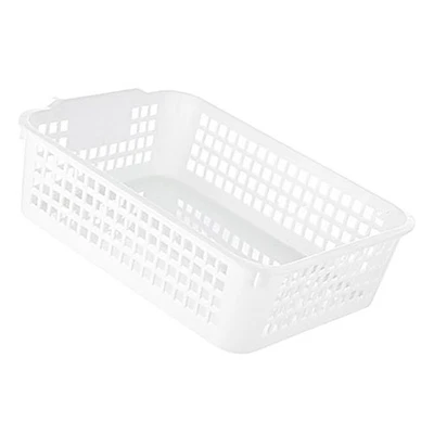 L Desktop Storage Basket Space Saving Handle Rectangular Stackable Hollow S SG - Image 1 of 4
