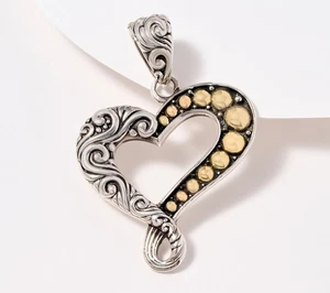 NWT! DESIGNER ROBERT MANSE STERLING SILVER 18K GOLD LARGE FREEFORM HEART PENDANT - Picture 1 of 1