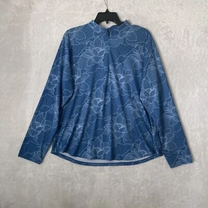 Sport Haley Womans Blouse Top Blue Floral 2XL Polyester Long Sleeve Pullover - Picture 1 of 7
