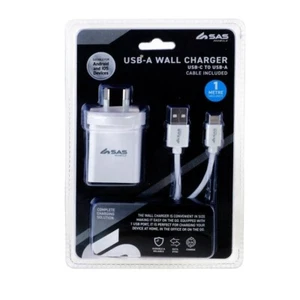 Wall Charger USB-C to USB-A Cable Charge and Data Sync Android iOS -1m Length - Picture 1 of 4