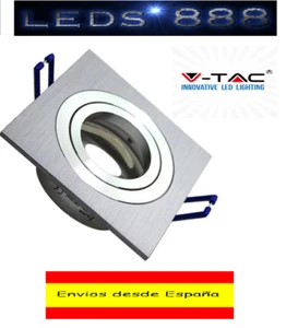 ARO FOCO HALOGENO EMPOTRABLE CUADRADO BASCULANTE,EN ALUMINIO RAYADO. - Imagen 1 de 1