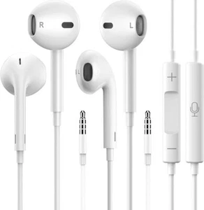 2 Pack  Earbuds with Built-in Mic & Volume Control, 3.5mm Plug, IOS Compatible - Picture 1 of 7