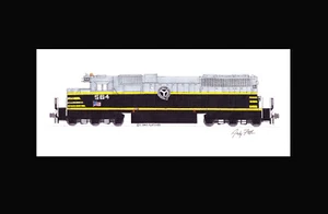Belt Railway of Chicago SD38-3 #564 11""x17"" estampado enmarañado firmado por Andy Fletcher - Imagen 1 de 1