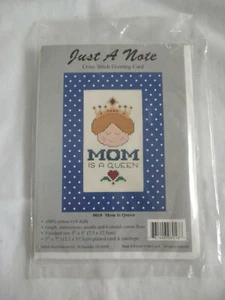 ALICE PETERSON BRAND COUNTED CROSS STITCH GREETING CARD KIT MOM IS A QUEEN NEW - Picture 1 of 1
