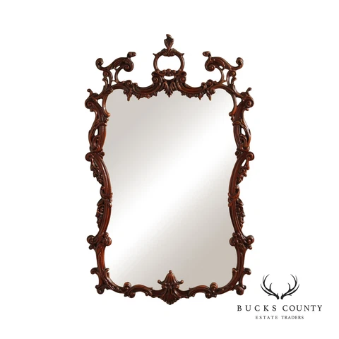 Rococo Style 1940's Vintage Carved Mahogany Wall Mirror Cover
