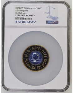 2023 MW Gilt Cameroon Libra Magnifier NGC First Releases PF70 Ultra Cameo - Picture 1 of 3