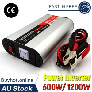 Power Inverter DC 12V AC 240V 600W 1200W Sine Wave Camping Boat Caravan USB Port - Picture 1 of 8