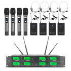 8 Channel Pro UHF Audio Wireless Microphone System 4 Handheld 4 Headset Lavalier