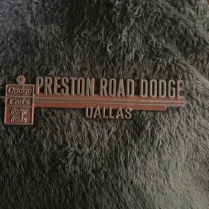 Vintage Preston Road Dodge/Colts Dallas Metal Dealer Badge Emblem Tag Trunk - Picture 1 of 2