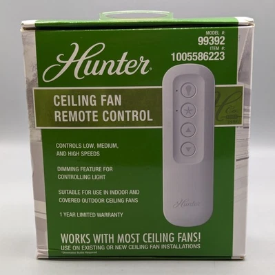 New Hunter 99392 Universal 3 Speed Ceiling Fan Handheld Remote Control White - Image 1 of 4