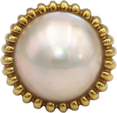 Anillo Tiffany & Co. Vintage Oro Amarillo 18k 19mm Perla Mabe Talla 6.5 Foto 1 de 4
