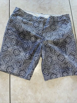 Bermudas para mujer KENAR estampado geométrico talla 8 Preppy caminar azul blanco (511) Foto 1 de 4
