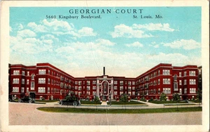 St Louis Mo Georgian Court apts antique cars white boarder unposted postcard - Picture 1 of 2