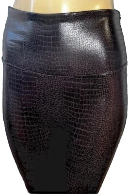 Perfect SPANX Faux Leather Shiny LEGGINGS-#20303R-PATENT BROWN Croc CROCO-SMALL - Image 1 of 4