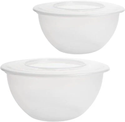 2er Set Kunststoff Salatschüsseln Rührschüssel transparent mit Deckeln 5 Liter - Bild 1 von 4