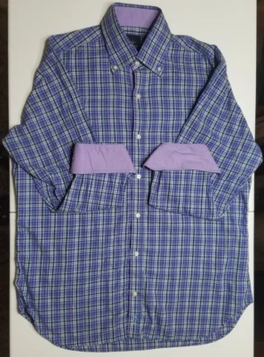 Camisa a Cuadros Tailorbyrd Manga Larga Con Botones Puños Abatibles Púrpura/Azul Para Hombre L Foto 1 de 4