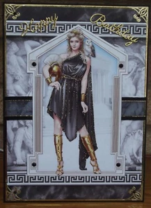 AUCTION SALE HANDMADE MYTHOLOGICAL LADY IN BLACK AND GOLD BIRTHDAY CARD DESIGN - Picture 1 of 1