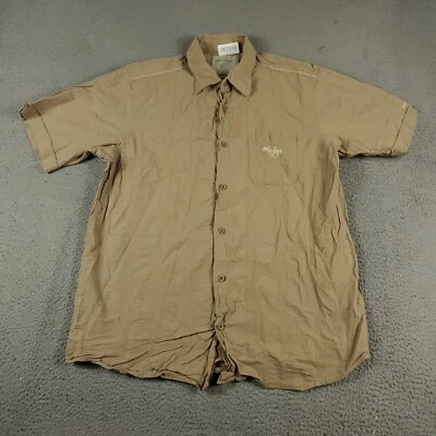Hard Rock Cafe Shirt Mens Size XL Beige Casual Button Up Short Sleeve - Image 1 of 4