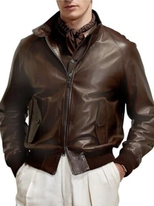 Chaqueta de Cuero Plongé Ralph Lauren Etiqueta Púrpura Torrence Barracuda XL Nueva con Etiquetas - Imagen 1 de 4