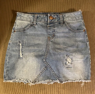 Falda corta Justice Jean para niñas 10 mini denim envejecido con falda corta Foto 1 de 4