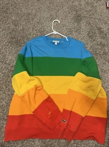 RARE SOLD OUT Lacoste X Polaroid Striped Rainbow Crew Neck Sweatshirt 4xl - Picture 1 of 2