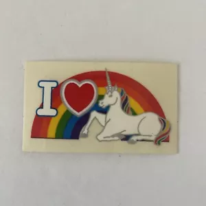 Adesivo vintage anni 80 arcobaleno unicorno vending retrò con cuore - Foto 1 di 1
