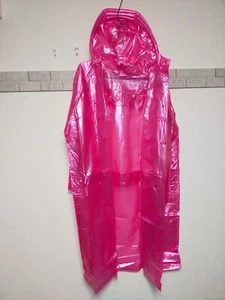 pearl shiny pink color longcoat PVC vinyl rainwear hooded jacket air valve - Picture 1 of 22