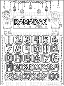 Zaffron Children'S Daily Ramadan Count down Coloring Calendar Large Poster W/Bon - Picture 1 of 12