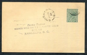 B.C. Split Ring Town Cancel Postal Stationery Postcard "SHUSWAP" - Bild 1 von 2
