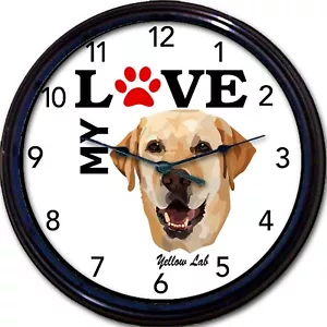 Yellow Labrador Dog Puppy Wall Clock I Love My Yellow Lab Canine Dogs New 10" - Picture 1 of 1