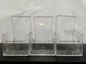 Lot of 3 Clear Brochure Holders 4" Pocket - Picture 1 of 6