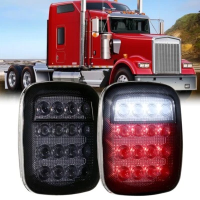 Smoked 16 LED Tail Brake Lights Brake Turn Reverse Lamp For Freightliner M2 112 - Image 1 of 4