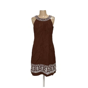 Vestido recto de lino marrón Jessica Howard - Imagen 1 de 3