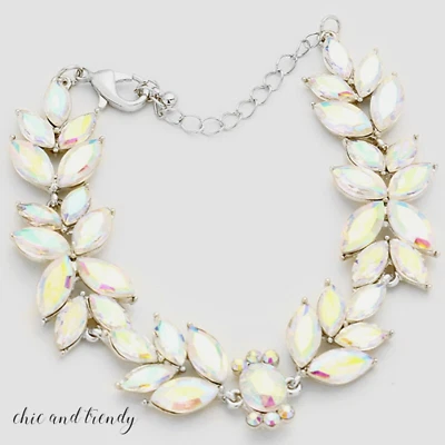 PULSERA DE CRISTAL AURORA BOREAL DE GAMA ALTA JOYERÍA FORMAL Y ELEGANTE DE BODA Foto 1 de 4