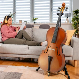 3/4 Full Size Natural BassWood Cello Set with Bag+Bow+Bridge+Rosin With Bag - Picture 1 of 8