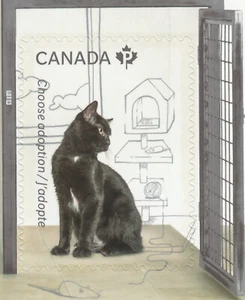 BLACK CAT = cut from booklet ADOPT A PET = Canada 2013 #2641 MNH - Picture 1 of 1