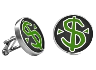 NWT King Baby Studio USA Green / Black Enamel Silver Alloy Cufflinks Dollar Sign - Image 1 of 4
